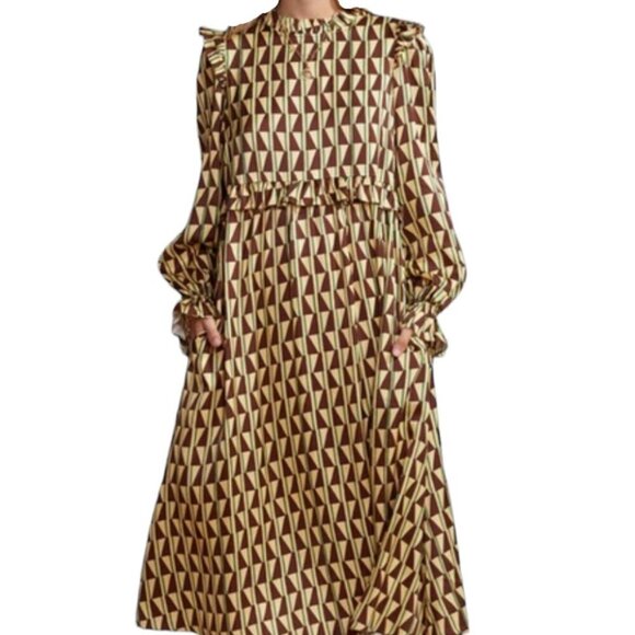 Kitri Savannah Chocolate Tile Midi dress - Picture 1 of 12
